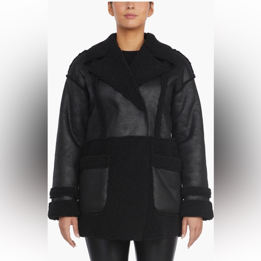 Badgley Mischka Faux leather Shearling Coat Size XL